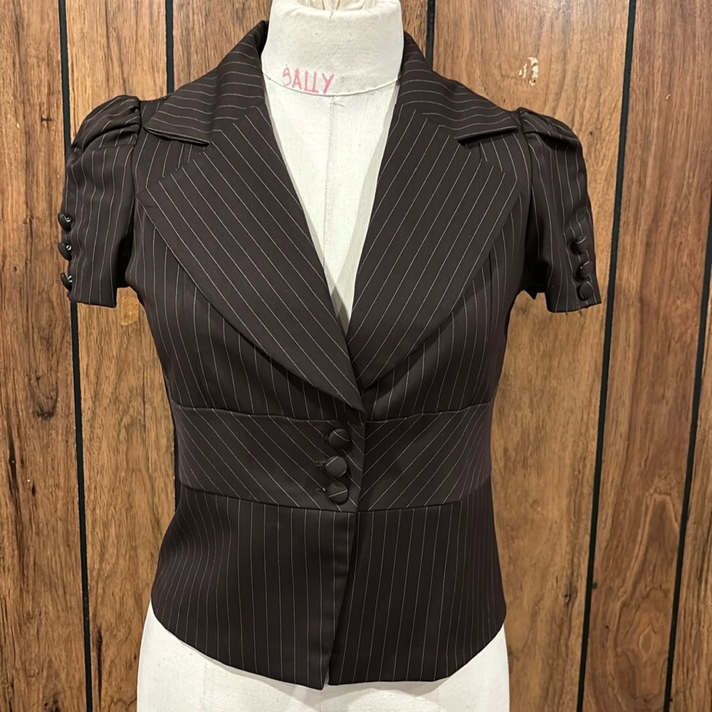 Vintage Catwalk Women's Brown Pinstripe Blazer Size M